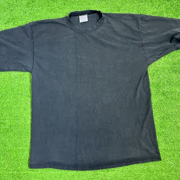 Vintage Single Stitch Heavy Cotton T-shirts (2) LG 90s Pluma Red & Black Solid - Picture 9 of 12